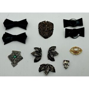Vtg Lot of 11 SHOE CLIP Collection MUSI Art Deco Rhinestone‎ Filigree and More
